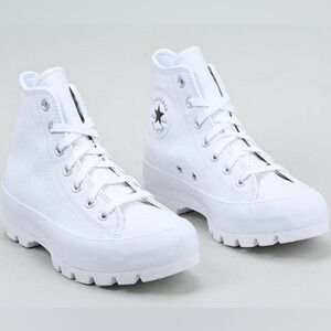 Converse Chuck Taylor Women's White High-Top Lugged Leather Platform Sneakers